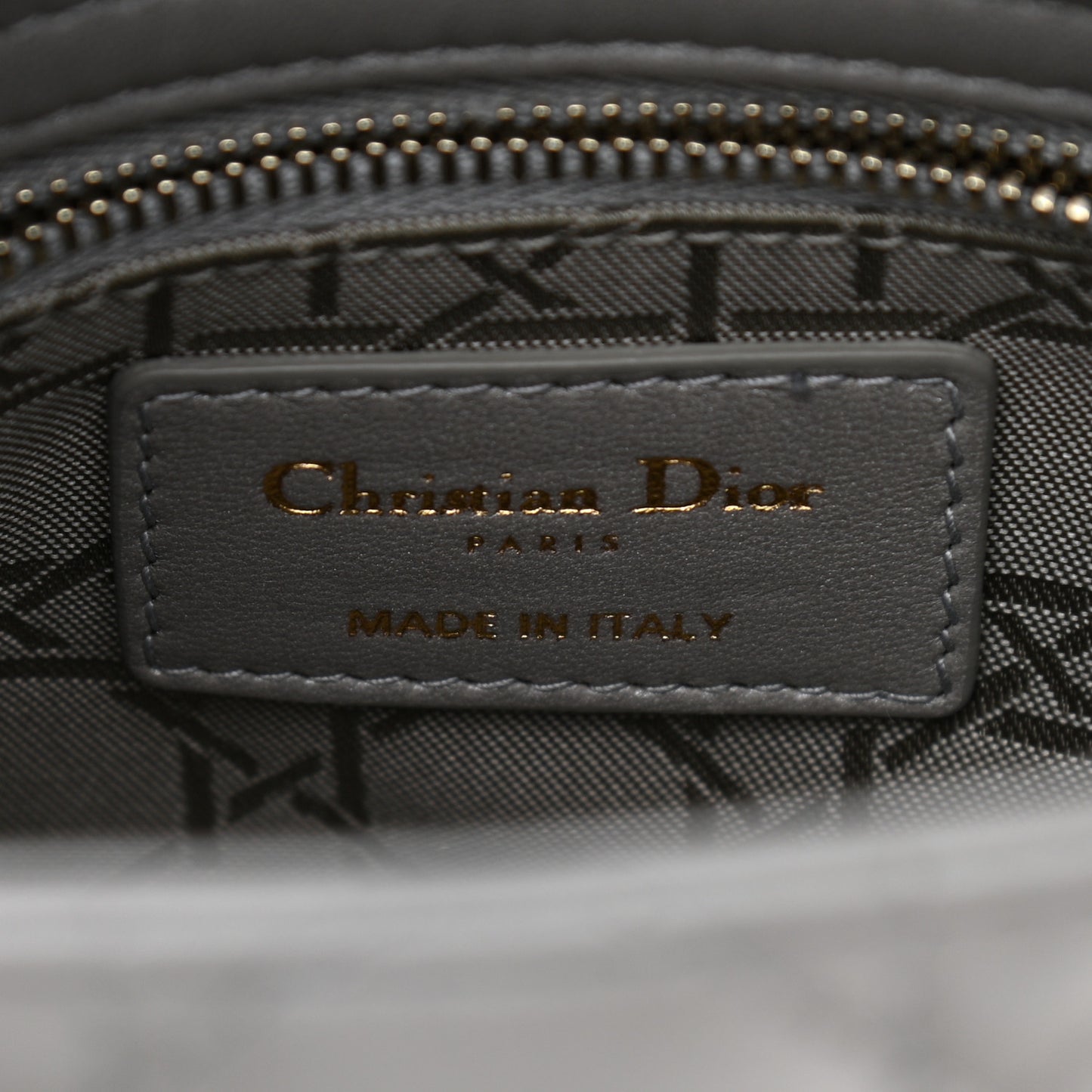 Metallic Lambskin Cannage Mini Lady Dior Grey