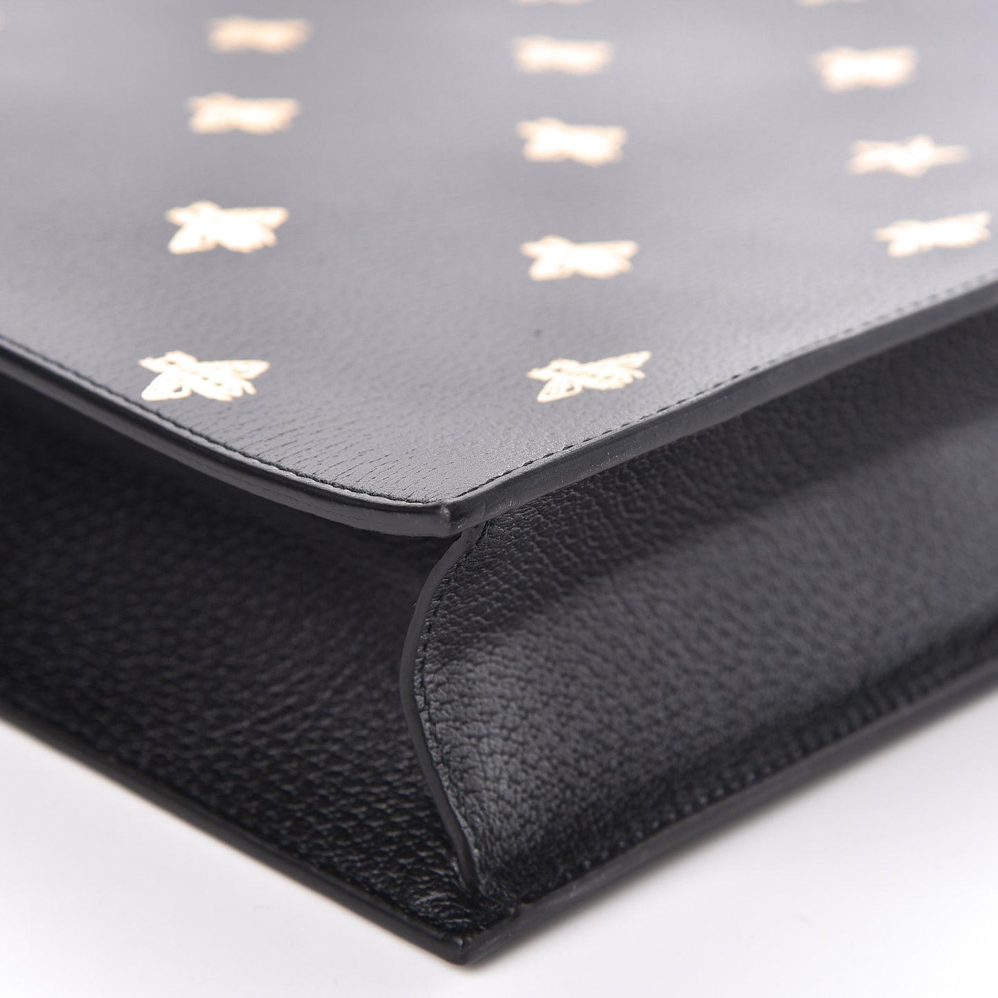 Grained Calfskin Bee Star Vertical Tote Black