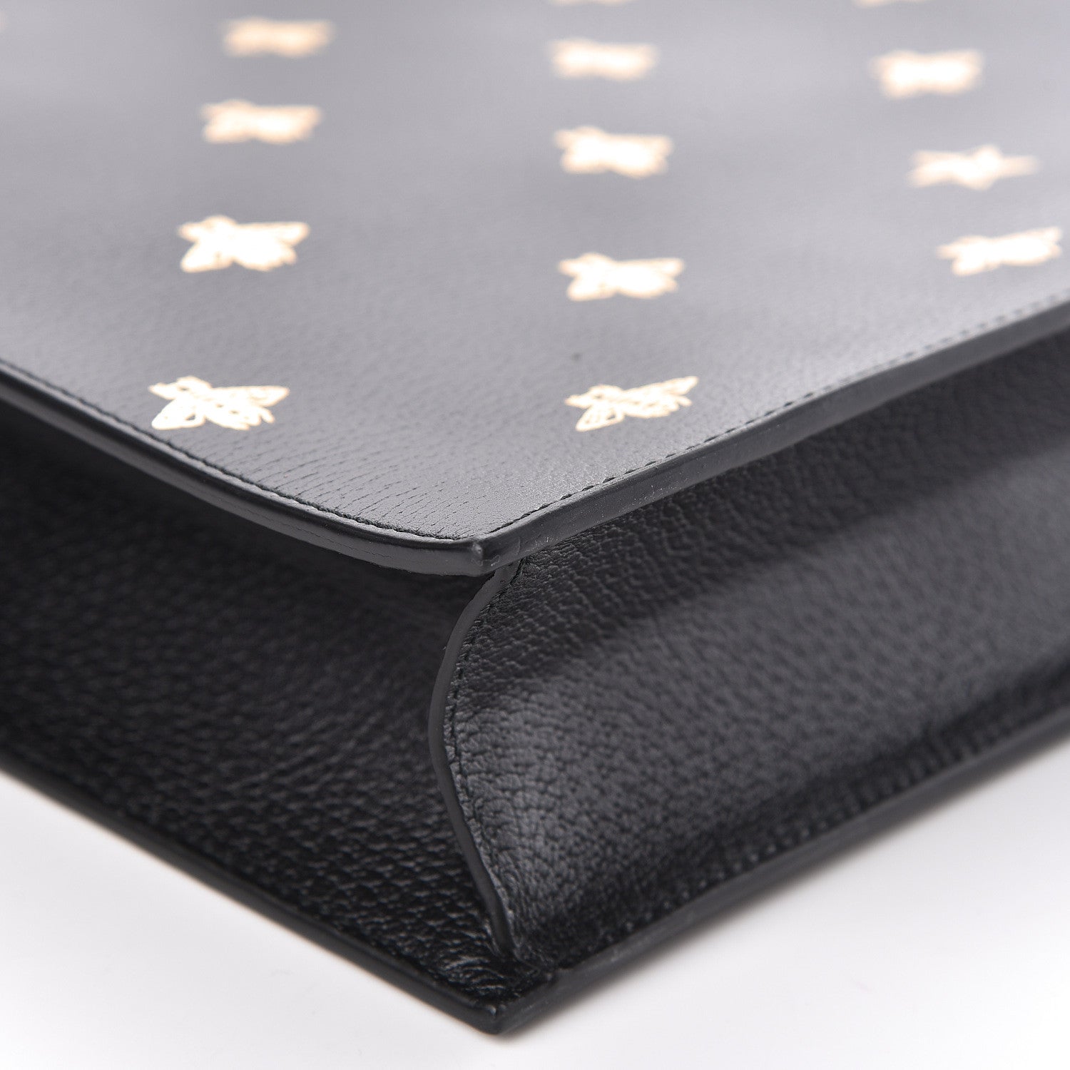Gucci Grained Calfskin Bee Star Vertical Tote Black 9 of 10