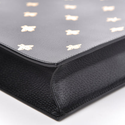 Gucci Grained Calfskin Bee Star Vertical Tote Black 9 of 10