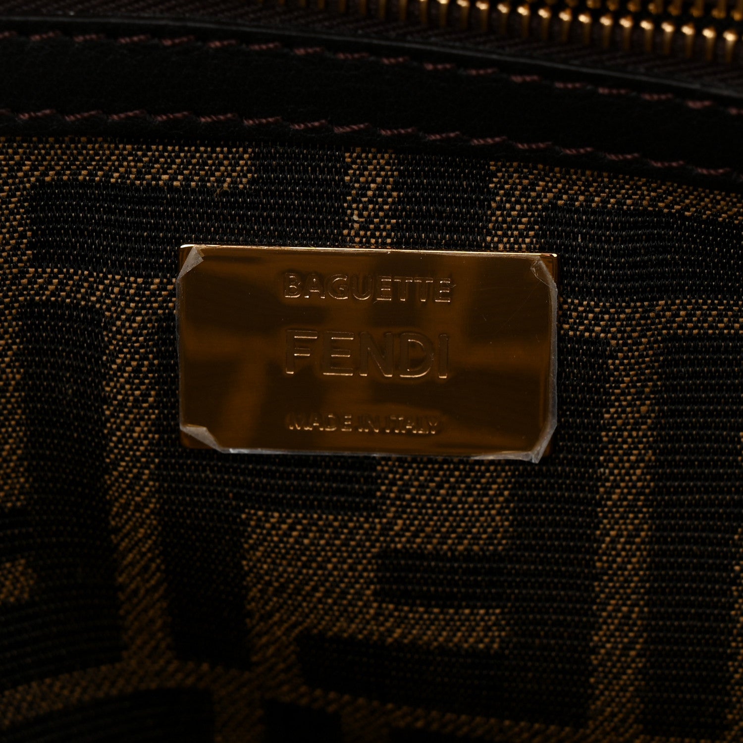 Fendi Fabric Jacquard FF 1974 Medium Baguette Tobacco Moro Black