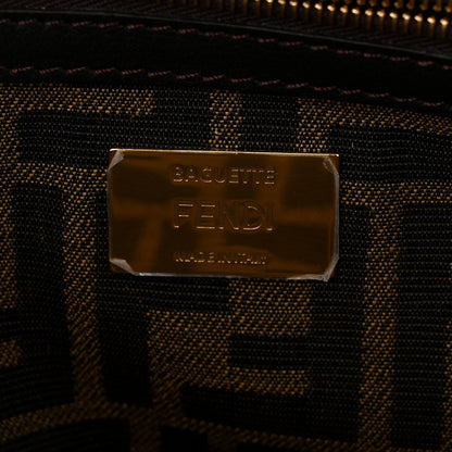 Fendi Fabric Jacquard FF 1974 Medium Baguette Tobacco Moro Black 6 of 10