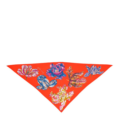Hermes Cashmere Silk Tulipomanie Giant Pointe Triangle Scarf Vermillon Bleu Cobalt Fuschia 2 of 6
