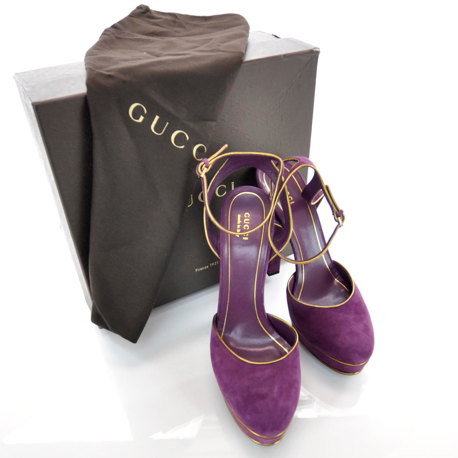 Gucci Suede Huston Platform Sandals 11 Grape 7 of 8