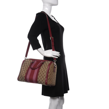 Gucci Monogram Vintage Web Medium Boston Red 2 of 10