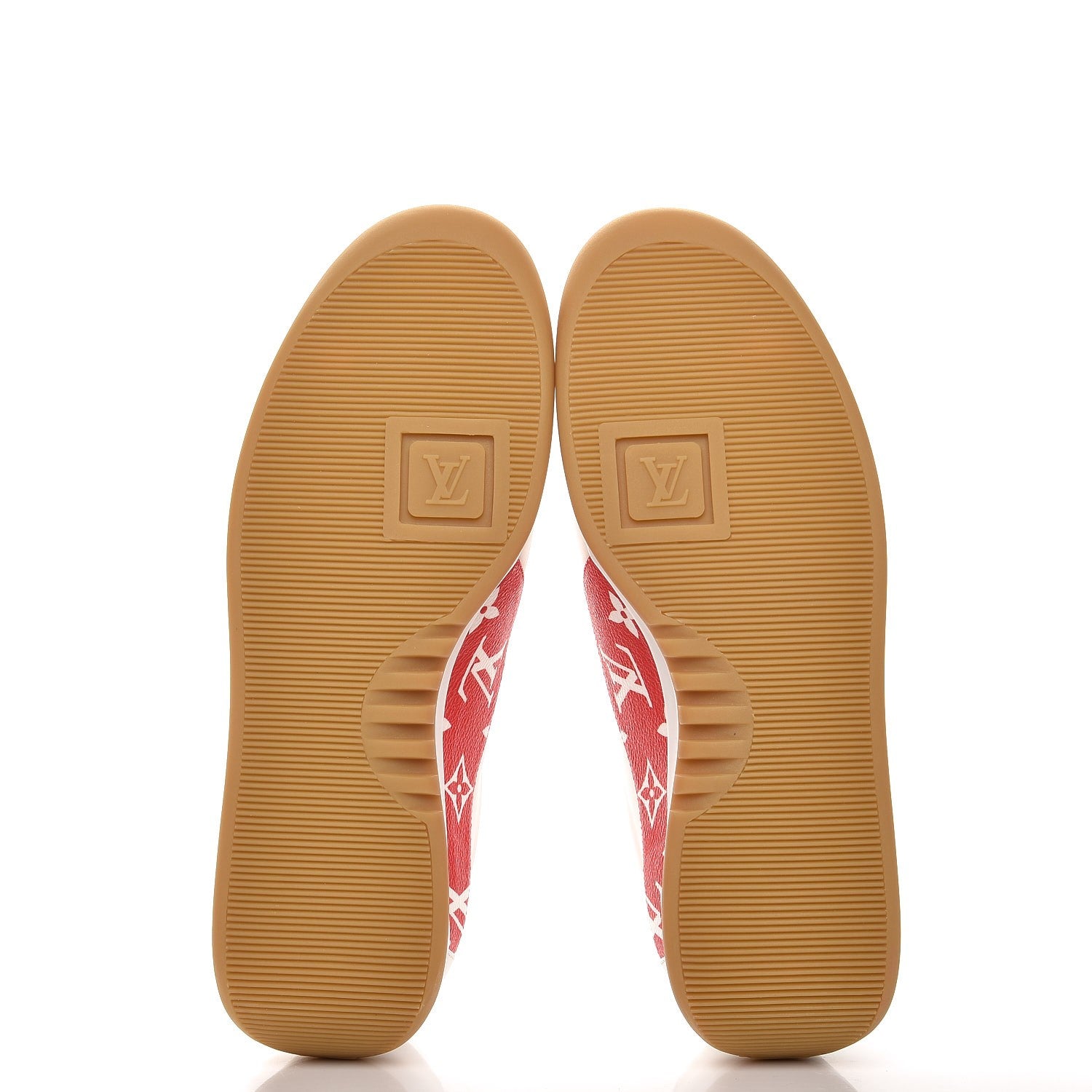 Louis Vuitton X SUPREME Calfskin Monogram Sneakers 6 White Red 4 of 10