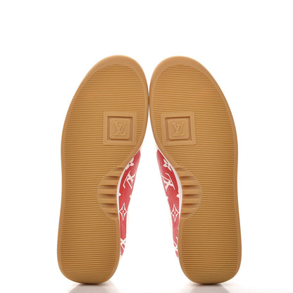 Louis Vuitton X SUPREME Calfskin Monogram Sneakers 6 White Red 4 of 10