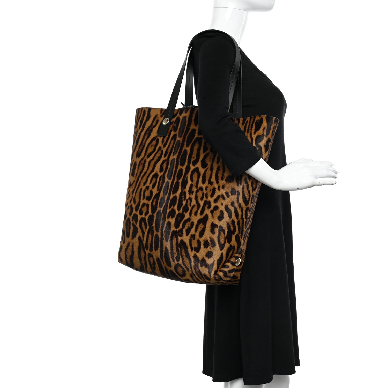 Proenza Schouler Calf Hair Leopard Print North South Tote Chocolate Brown Black Camel 2 of 15