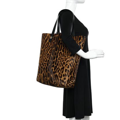 Proenza Schouler Calf Hair Leopard Print North South Tote Chocolate Brown Black Camel 2 of 15