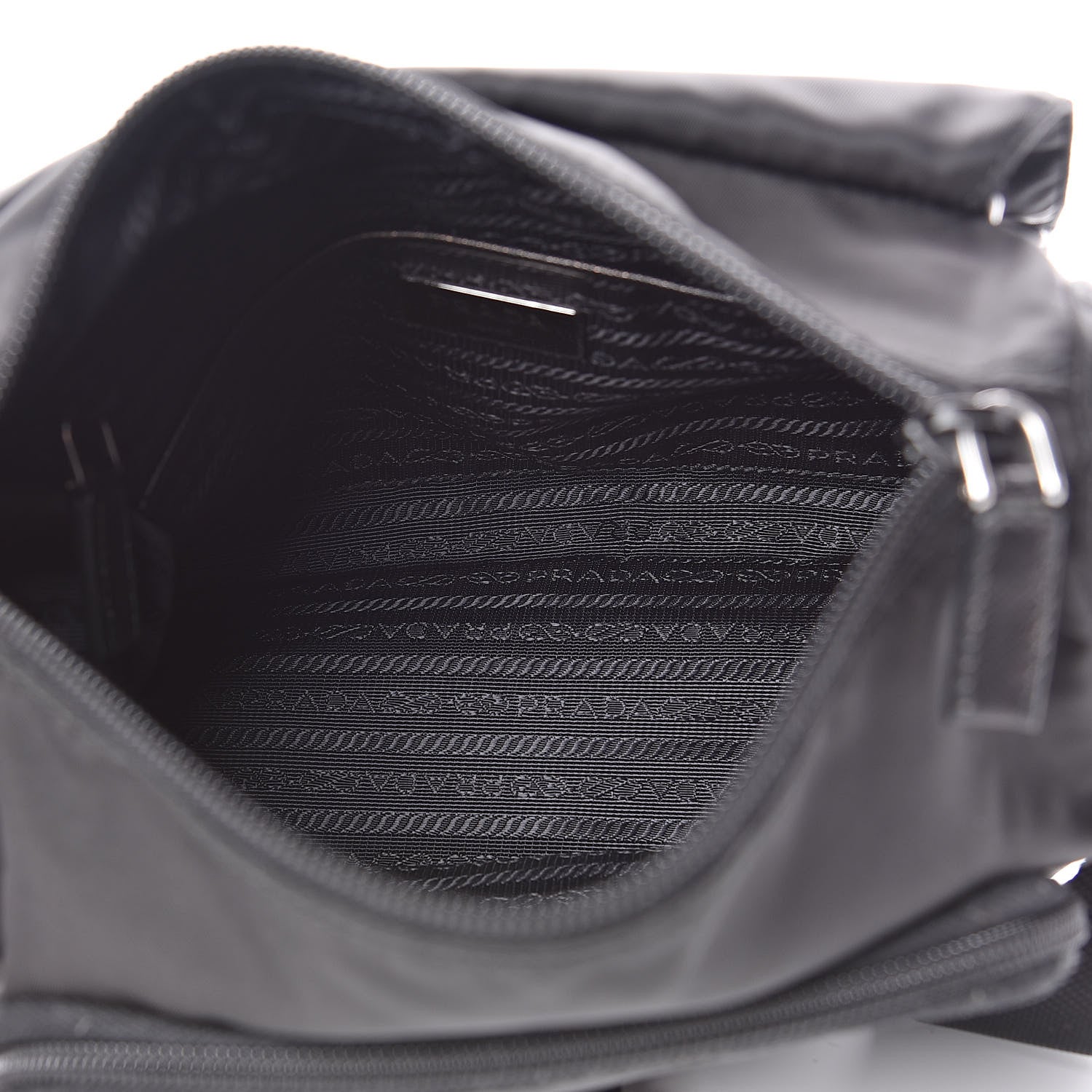 Prada Tessuto Nylon Saffiano Messenger Bag Black 5 of 10