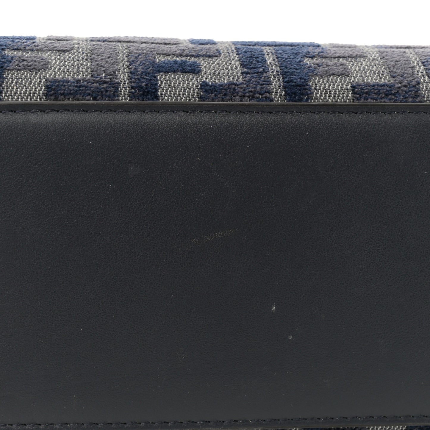 Chenille Vitello Grace FF Embroidered Small Fendi Sunshine Shopper Tote Dark Blue Grey