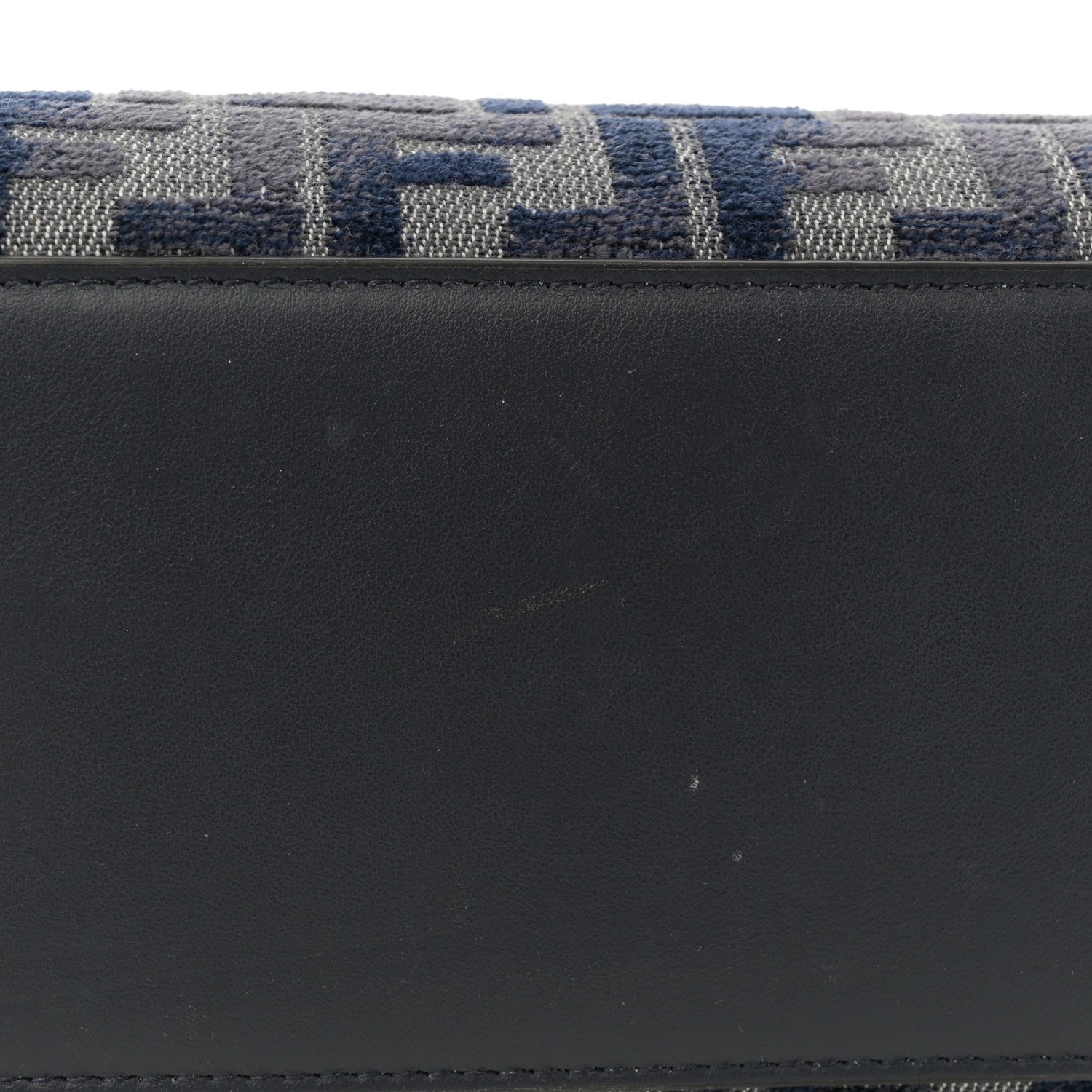 Fendi Chenille Vitello Grace FF Embroidered Small Fendi Sunshine Shopper Tote Dark Blue Grey 13 of 13