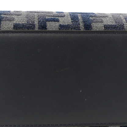 Fendi Chenille Vitello Grace FF Embroidered Small Fendi Sunshine Shopper Tote Dark Blue Grey 13 of 13