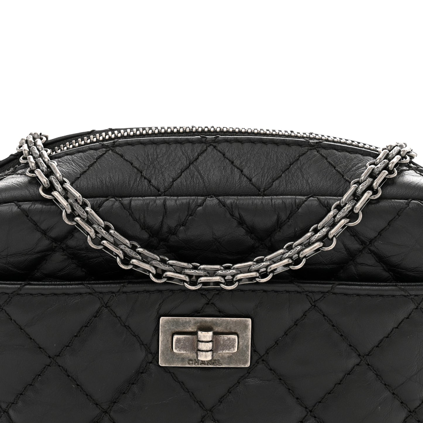 Aged Calfskin Quilted Mini Reissue Camera Case Black