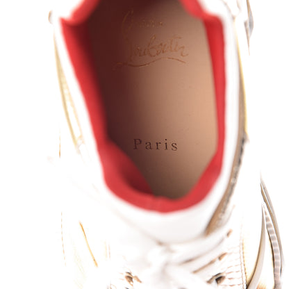 Christian Louboutin Metallic Calfskin Womens Aurelien Flat Sneakers 38 Gold White 8 of 13