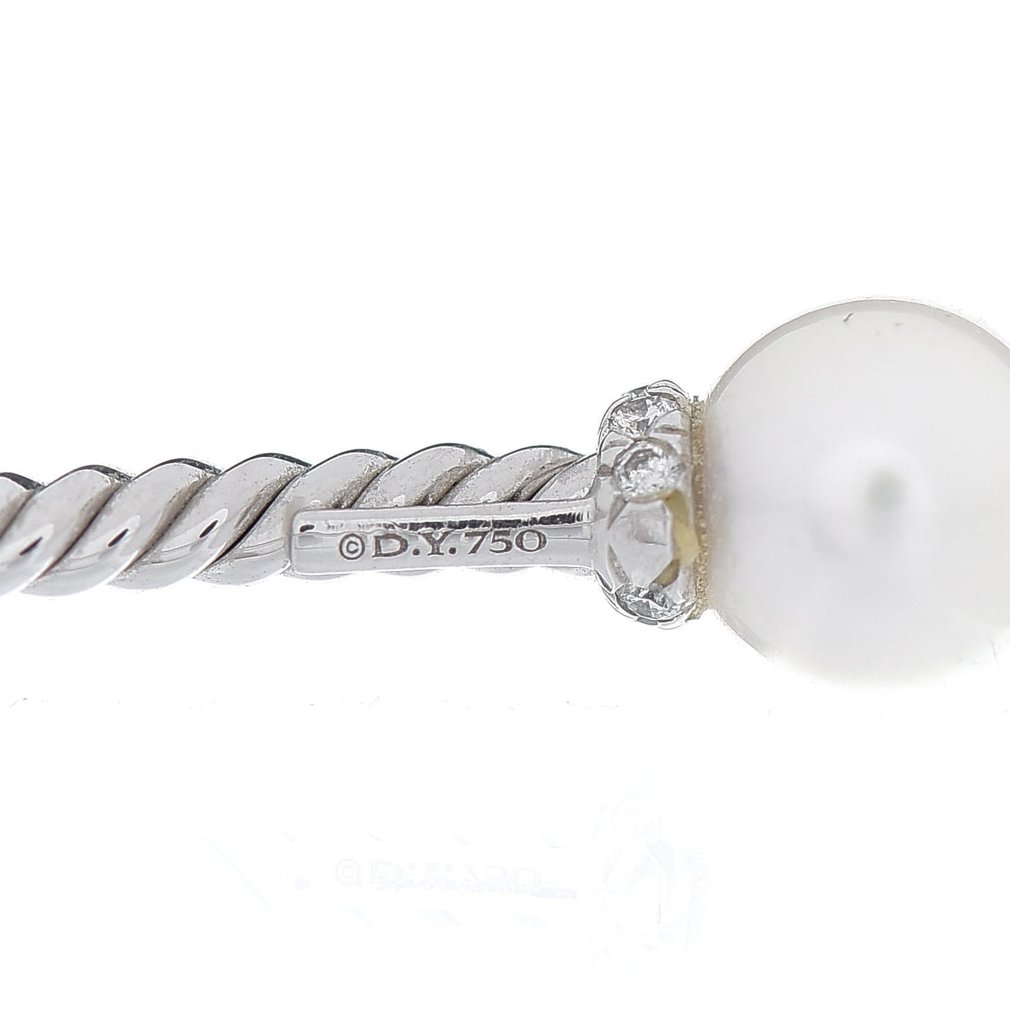 18K White Gold Diamond Pearl 7mm Solari Bracelet