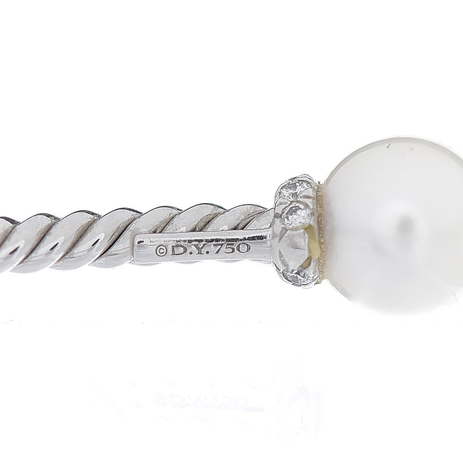 David Yurman 18K White Gold Diamond Pearl 7mm Solari Bracelet 4 of 5