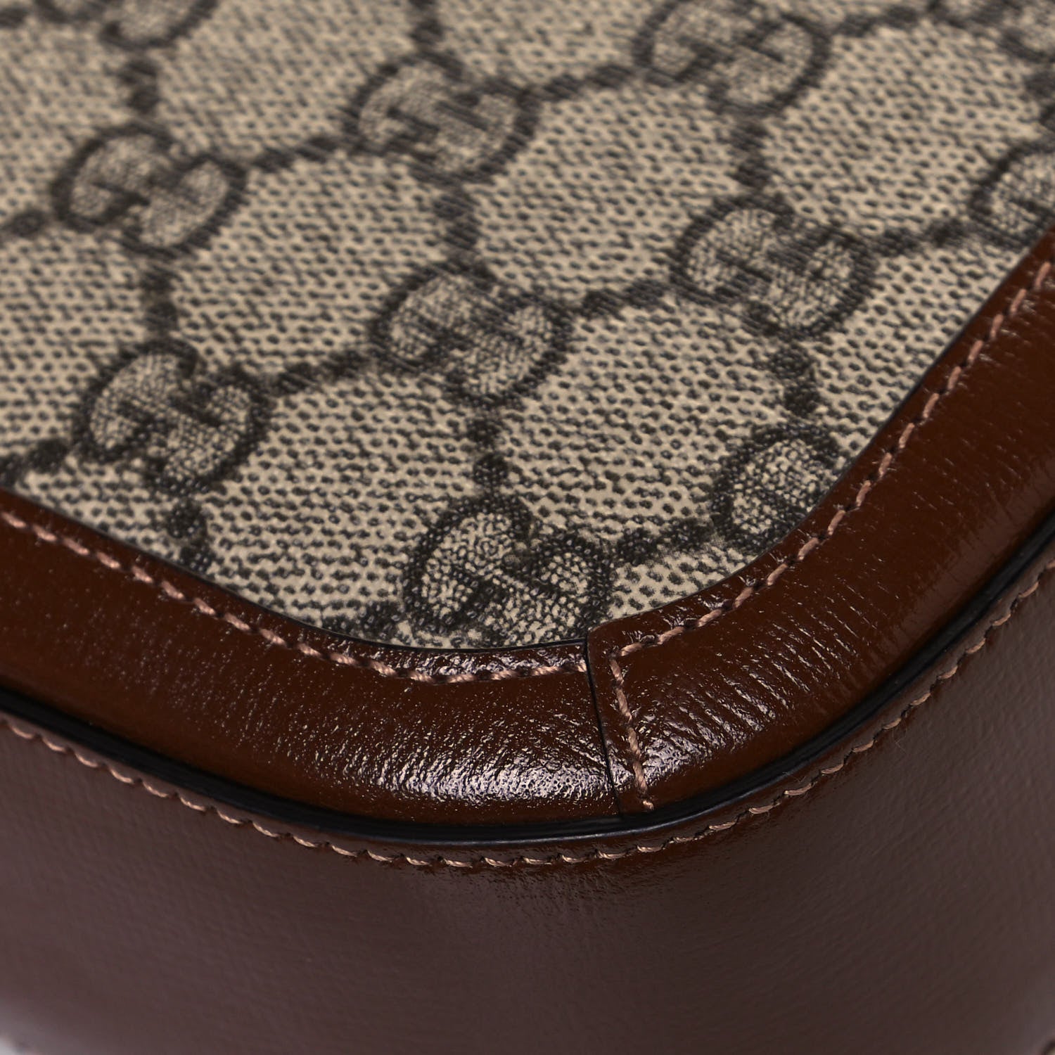 Gucci GG Supreme Monogram Web Mini Horsebit 1955 Shoulder Bag Beige Brown Sugar 12 of 13