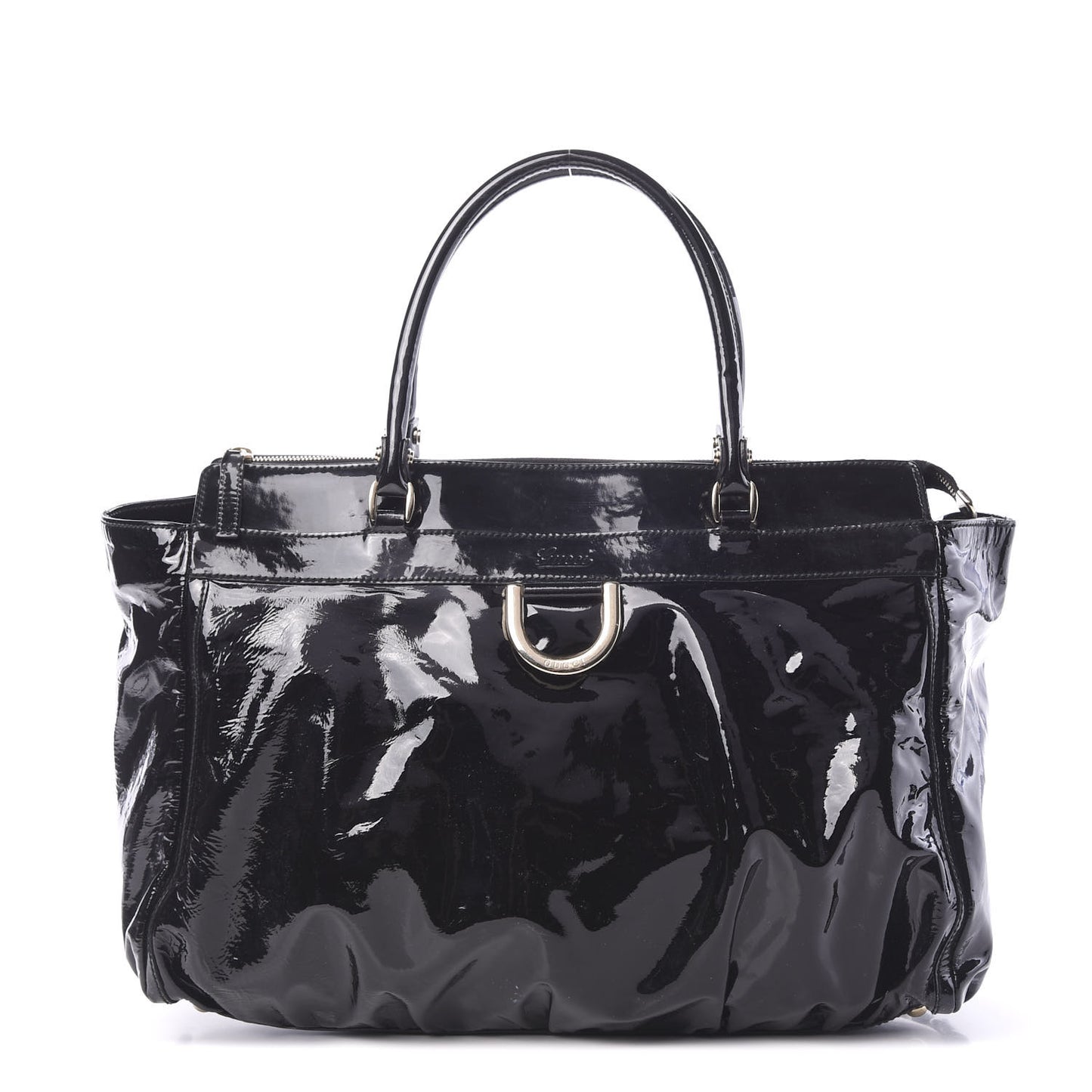 Patent Large D Ring Tote Black