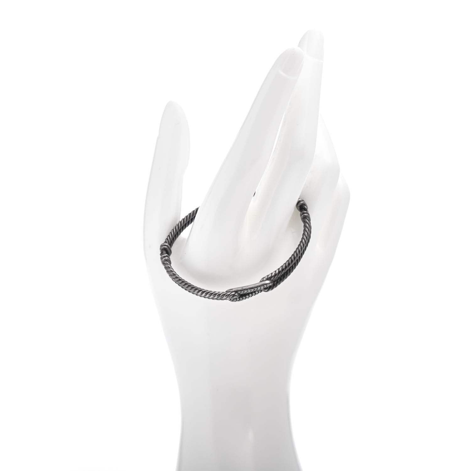 David Yurman Darkened Sterling Silver Diamond 7mm Mini Loop Labyrinth Bracelet 2 of 4
