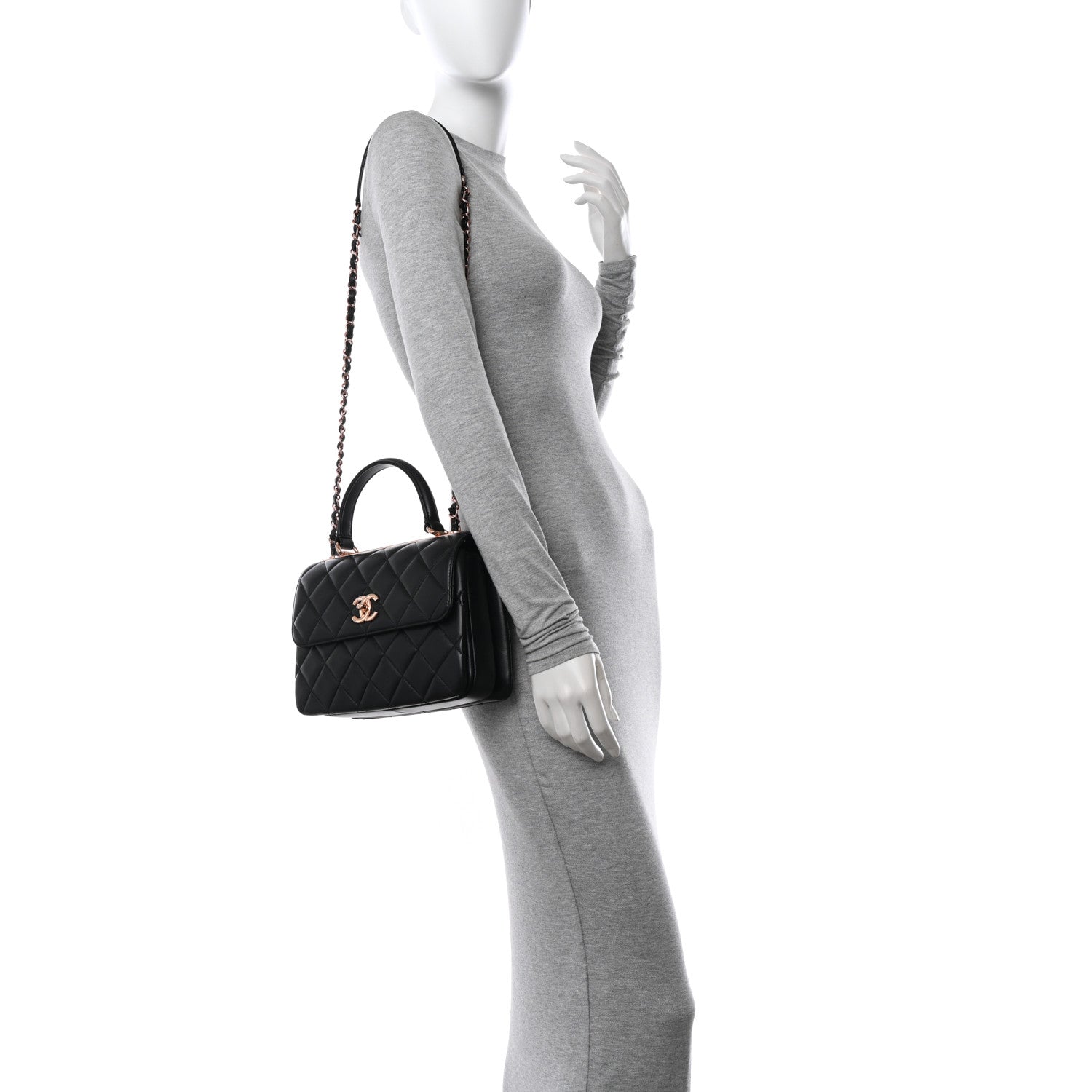 Chanel Lambskin Quilted Small Trendy CC Dual Handle Flap Bag Black 2 of 11