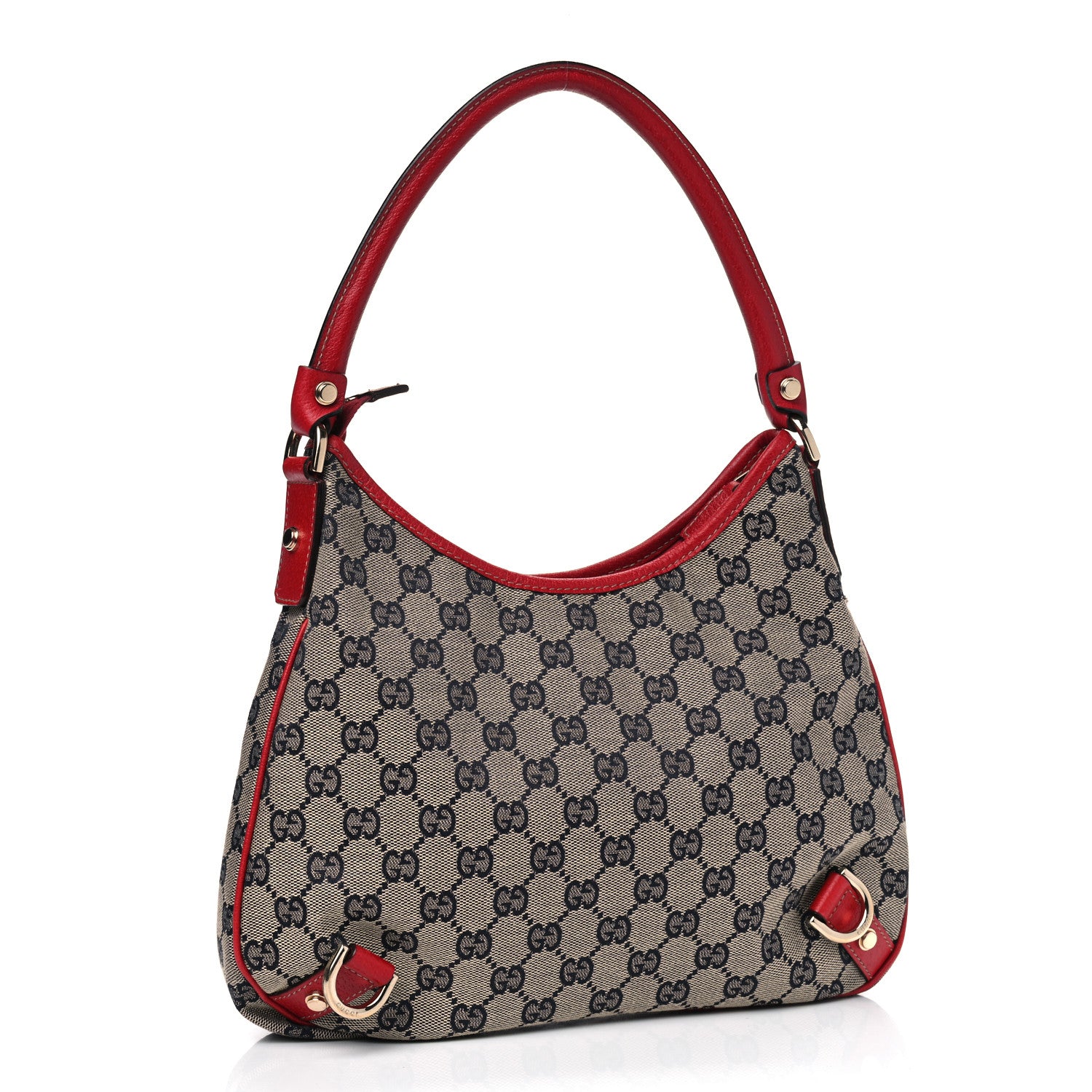 Gucci Monogram Medium Abbey D Ring Hobo Navy Red 2 of 9