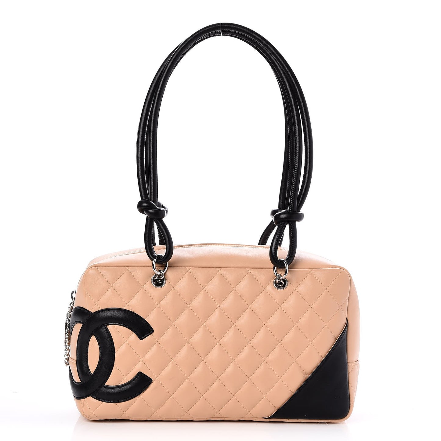 Calfskin Quilted Large Cambon Bowler Beige Black