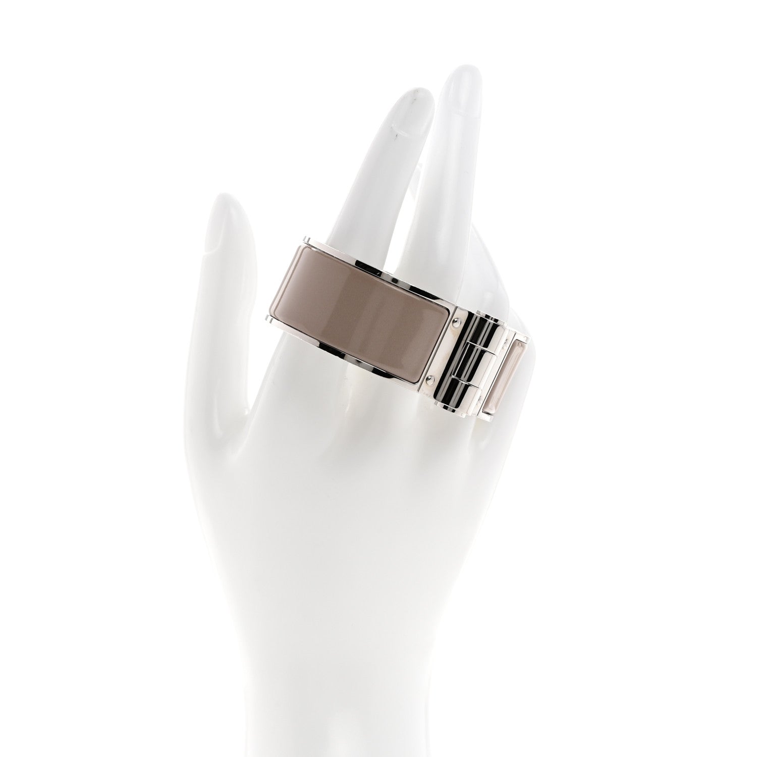 Hermes Enamel Charniere Uni Wide Hinged Bracelet M Marron Glace 2 of 5
