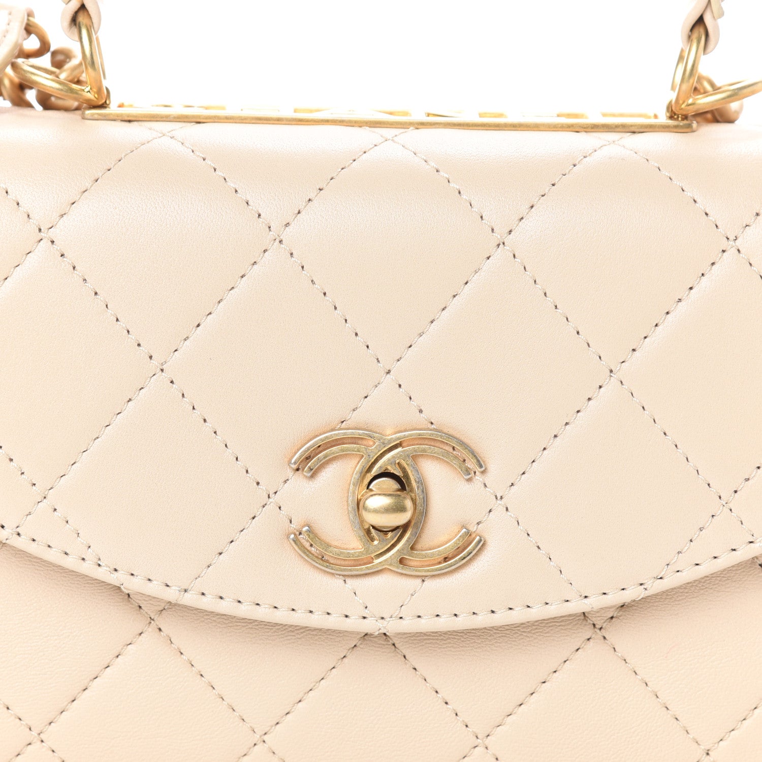 Chanel Lambskin Quilted Small Trendy Spirit Top Handle Bag Beige 8 of 10