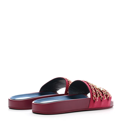 Chanel Satin Chain Flat Sandals 39 Dark Fuchsia 4 of 9