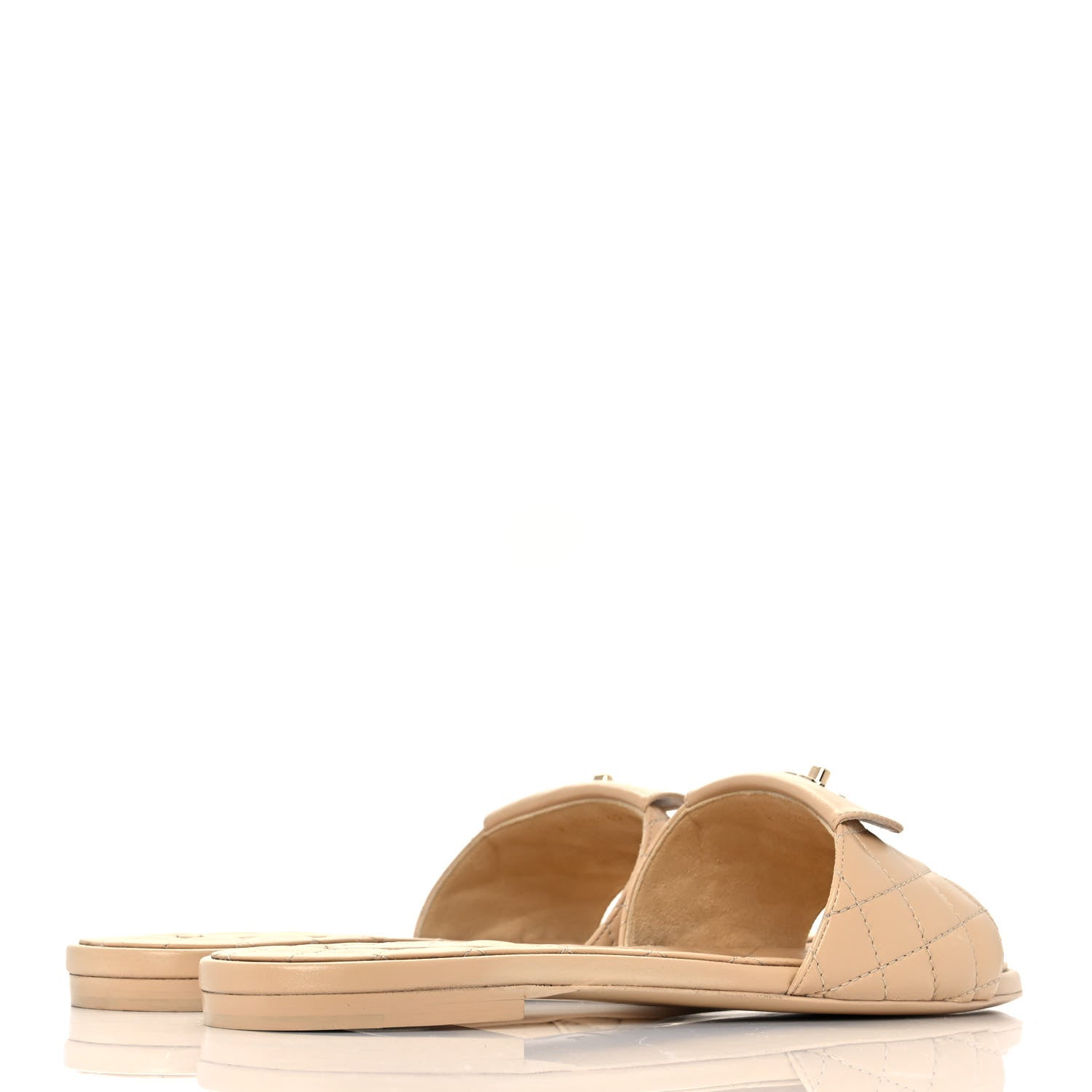 Chanel Lambskin Quilted CC Turnlock Sandals 40 Beige 4 of 9