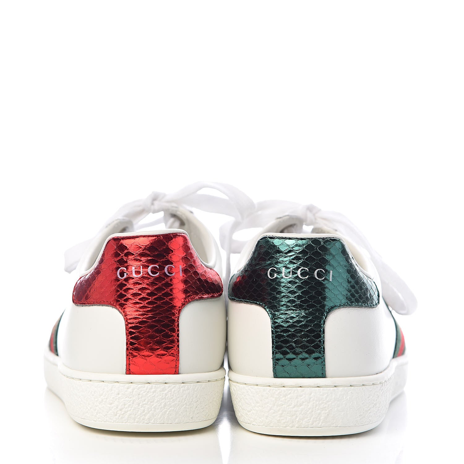 Gucci Calfskin Ayers Bee Embroidered Womens Ace Sneakers 37.5 White Green 11 of 13