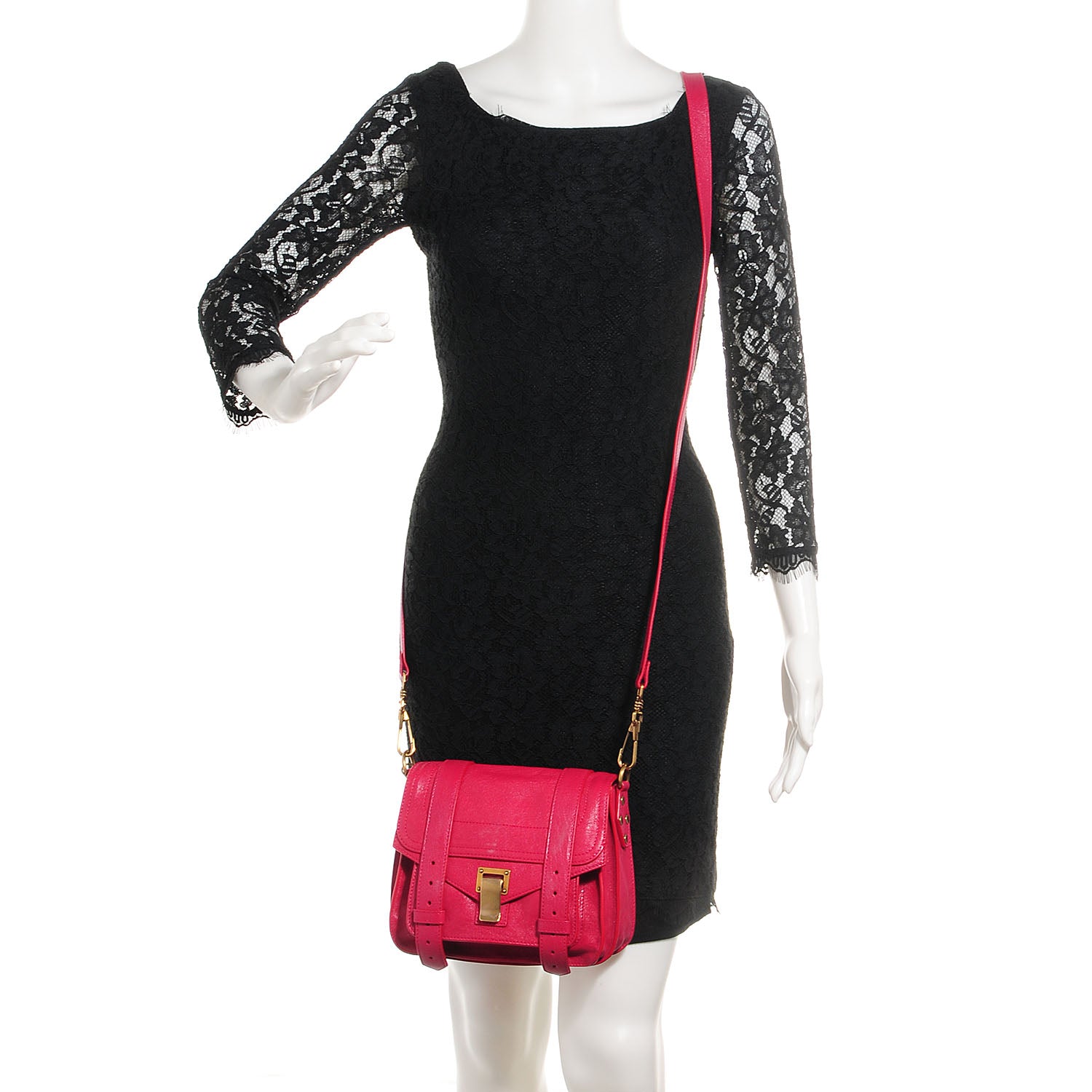 Proenza Schouler Lambskin PS1 Mini Pouch Messenger Bag Raspberry 2 of 11