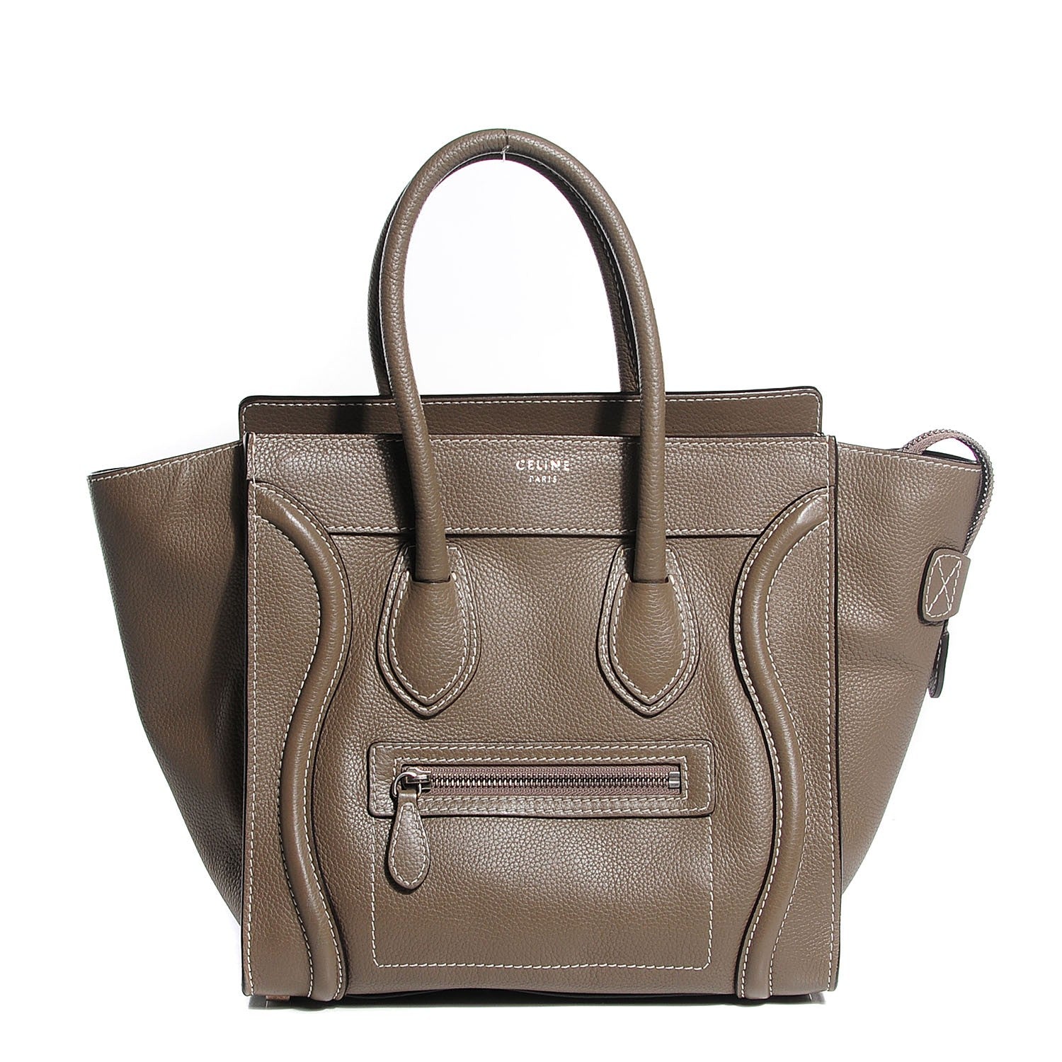 Celine Drummed Calfskin Micro Luggage Souris 1 of 9