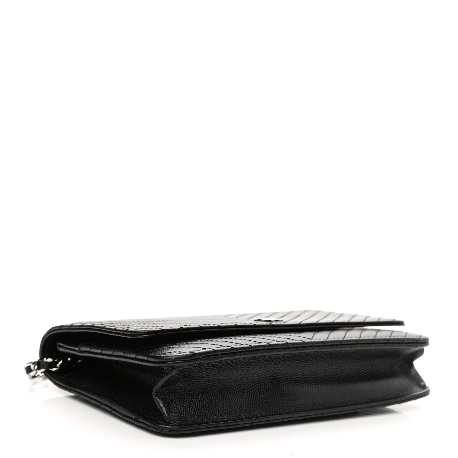 Chanel Caviar Chevron Quilted Wallet On Chain WOC Black 4 of 13