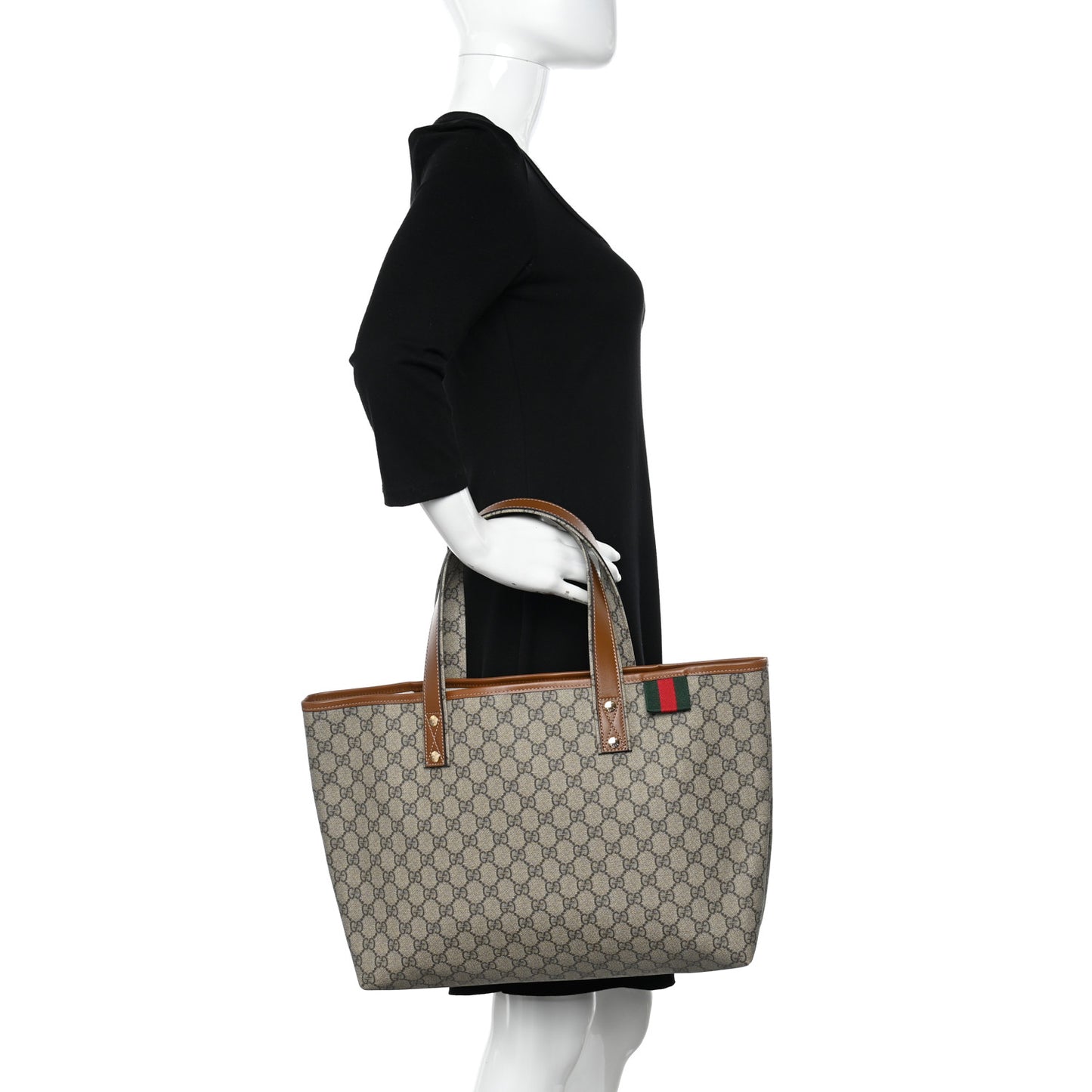 GG Plus Monogram Medium Signature Web Loop Tote Light Brown