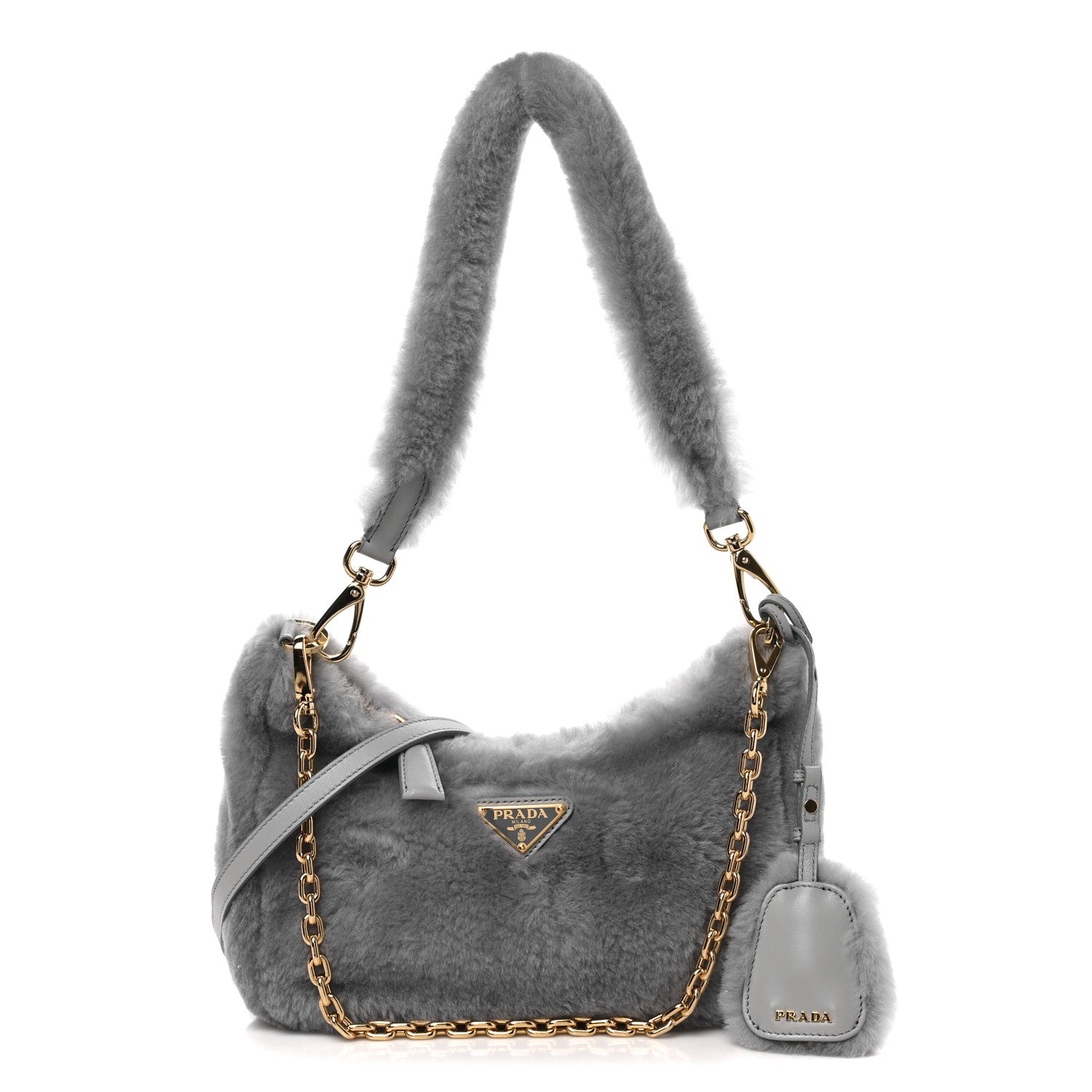 Prada Shearling Nappa Mini Re-Edition Shoulder Bag Fiordaliso 1 of 9