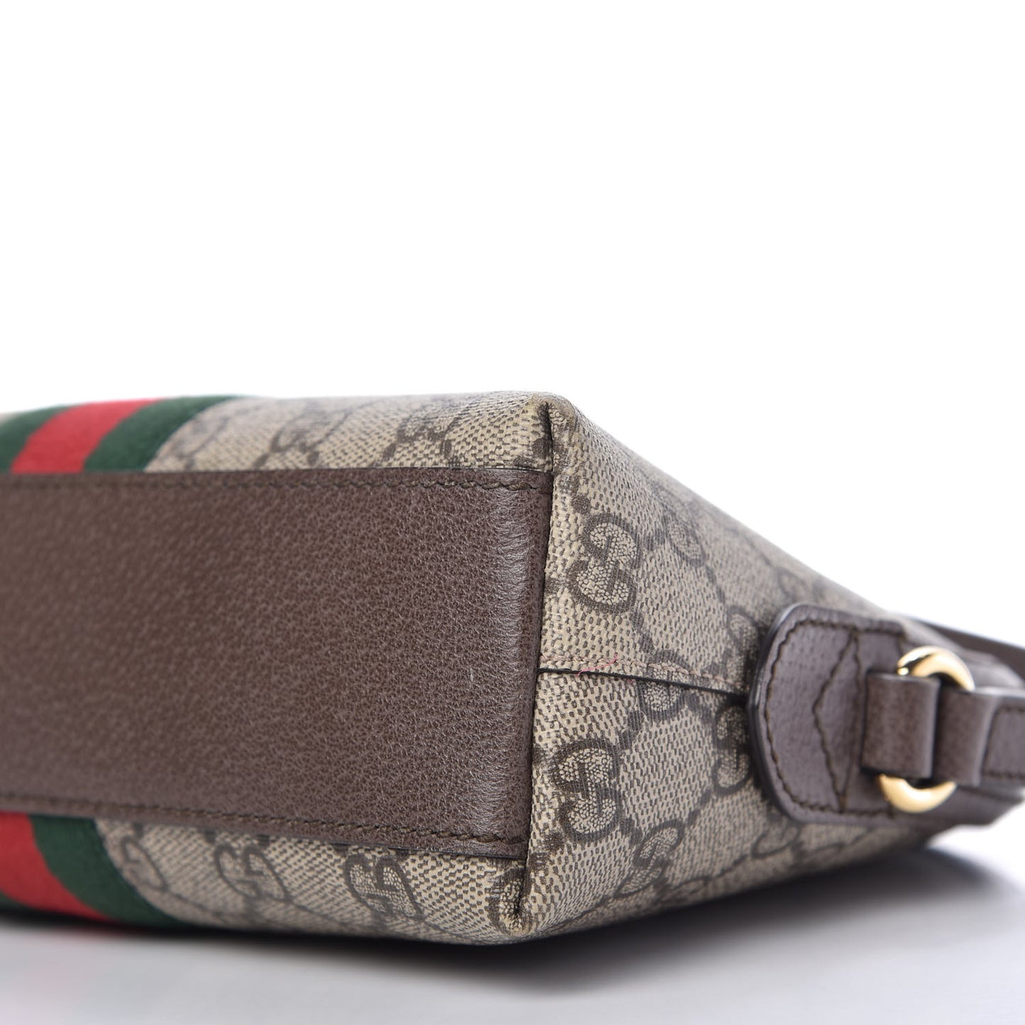 GG Supreme Monogram Textured Dollar Calfskin Web Small Ophidia Dome Shoulder Bag Beige Ebony New Acero