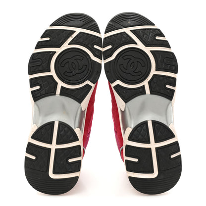 Chanel Mesh Suede Calfskin Grained Calfskin Womens CC Sneakers 37.5 Dark Pink Silver 5 of 19