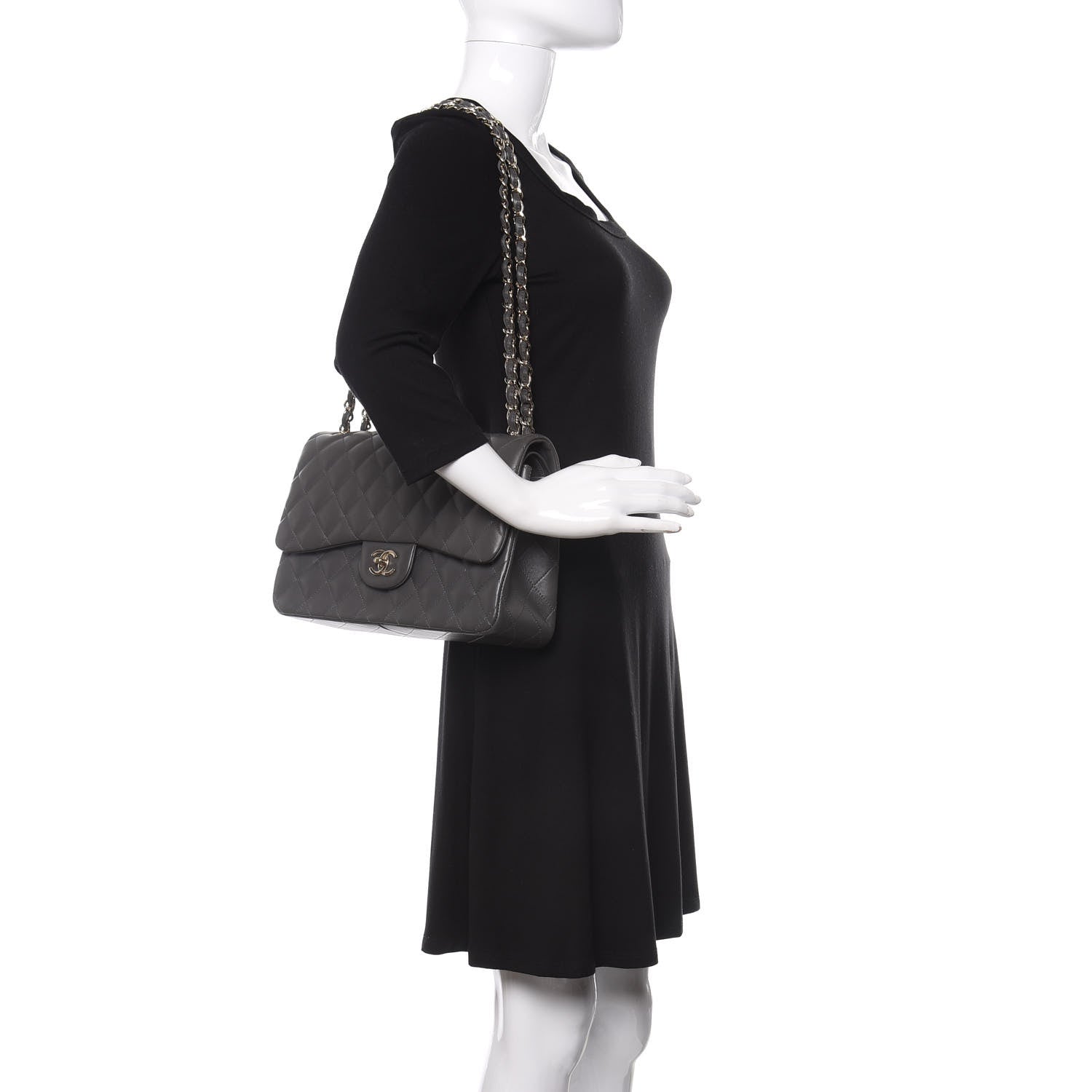 Chanel Lambskin Quilted Jumbo Double Flap Grey 2 of 11
