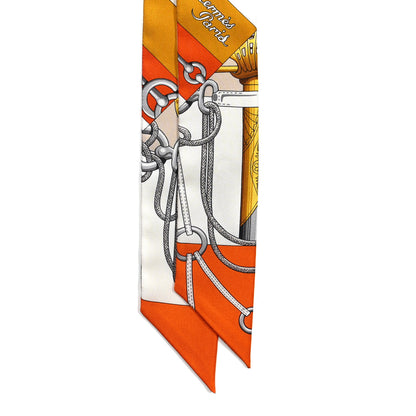 Hermes Silk Cliquetis Twilly Orange White Gold 2 of 5
