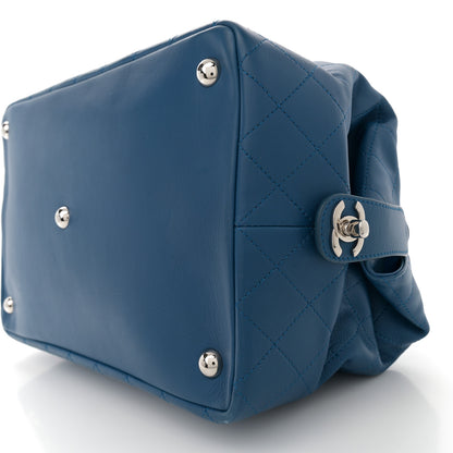 Chanel Calfskin Stitched Large Bowling Bag Blue 10 of 11