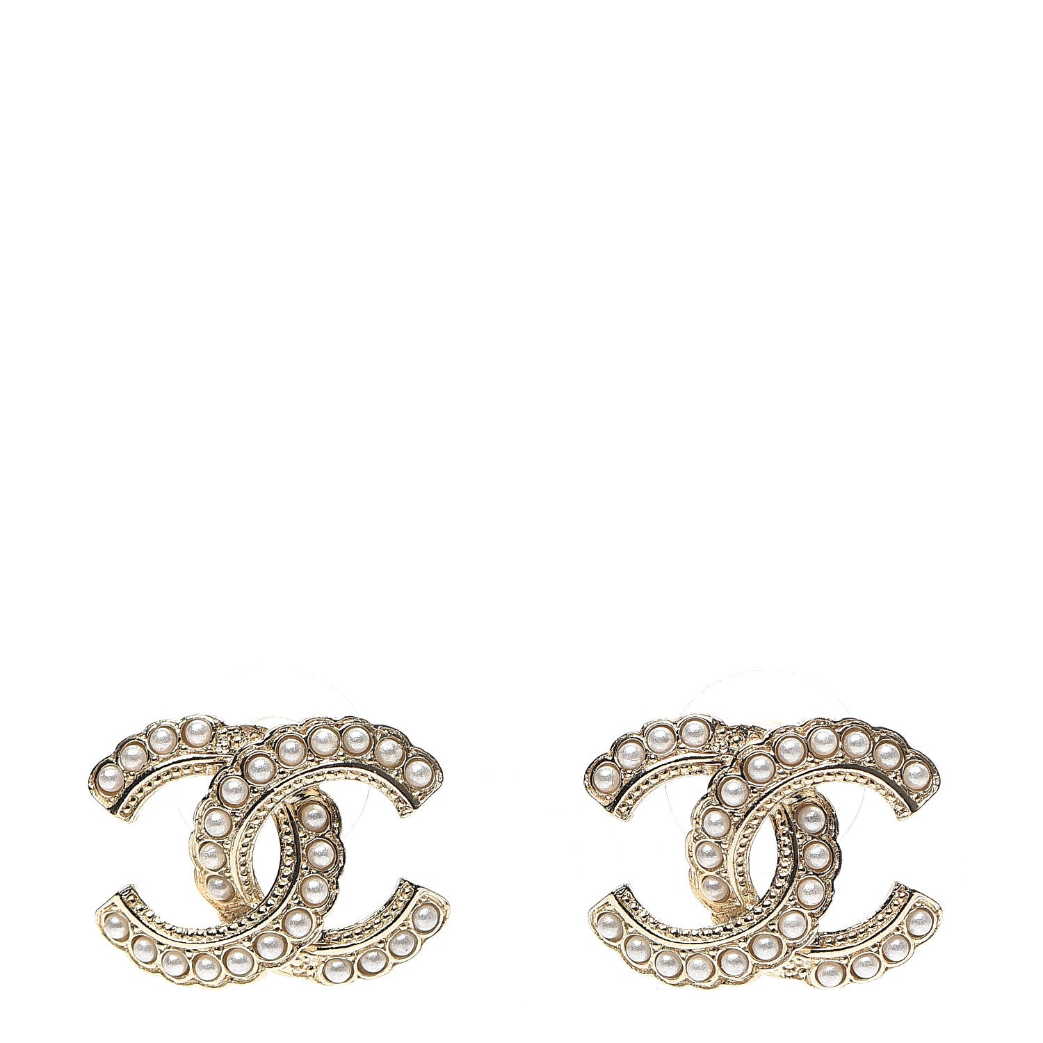 Chanel Pearl Queen of France CC Earrings Gold 1 of 5