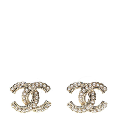 Chanel Pearl Queen of France CC Earrings Gold 1 of 5
