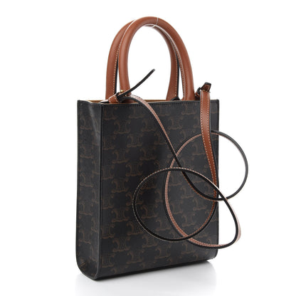 Celine Triomphe Canvas Calfskin Mini Vertical Cabas Tan 3 of 8