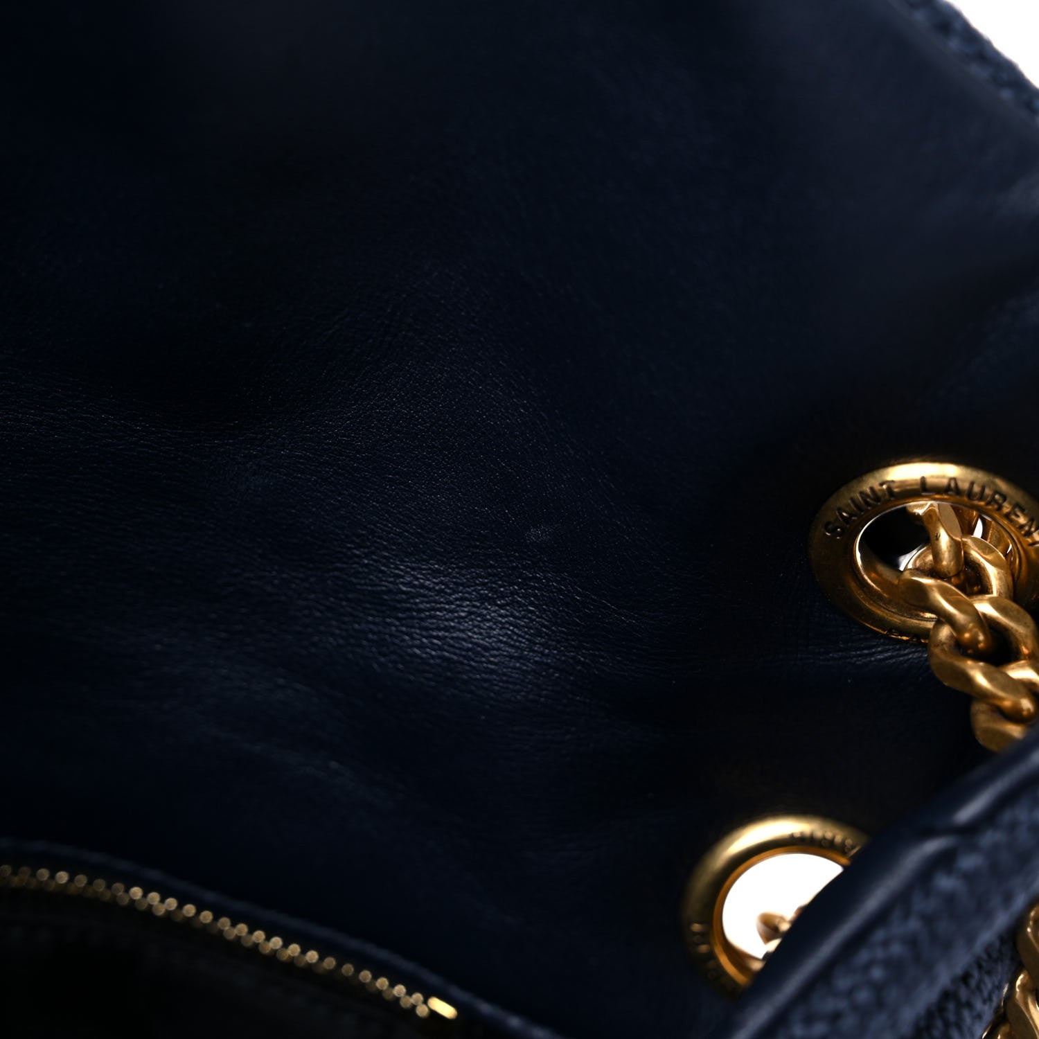 Saint Laurent Canvas Quilted Small Loulou Puffer Monogram Chain Satchel Marine 12 of 12