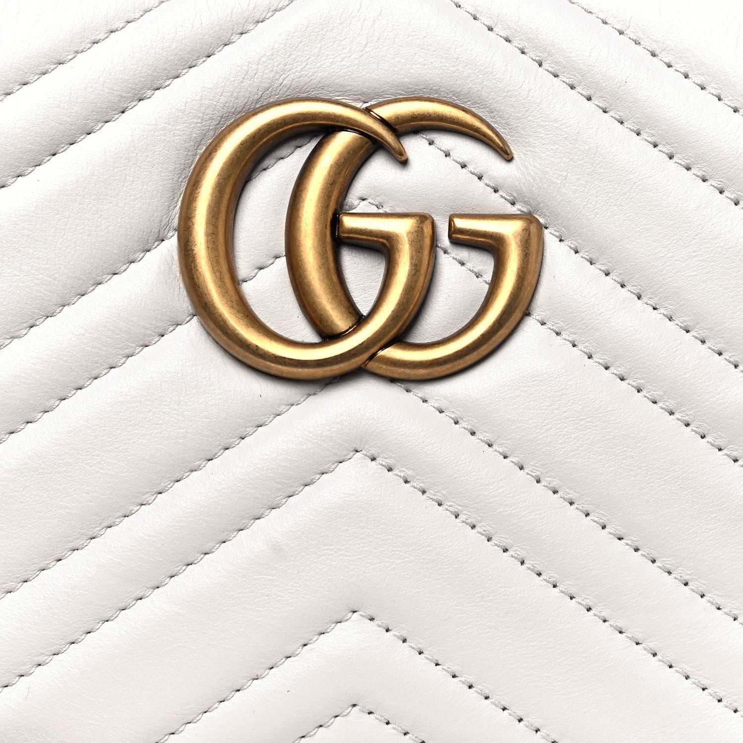 Gucci Calfskin Matelasse Small GG Marmont Chain Shoulder Bag White 8 of 13
