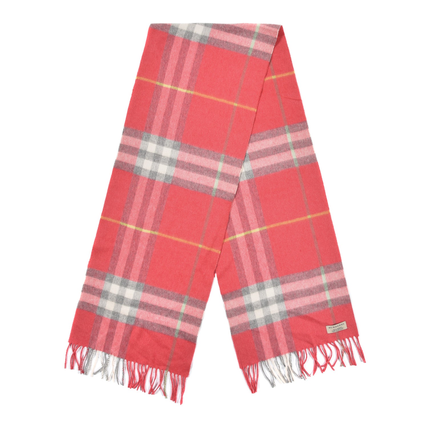 Burberry Cashmere Giant Check Fringe Scarf Pink 2 of 3