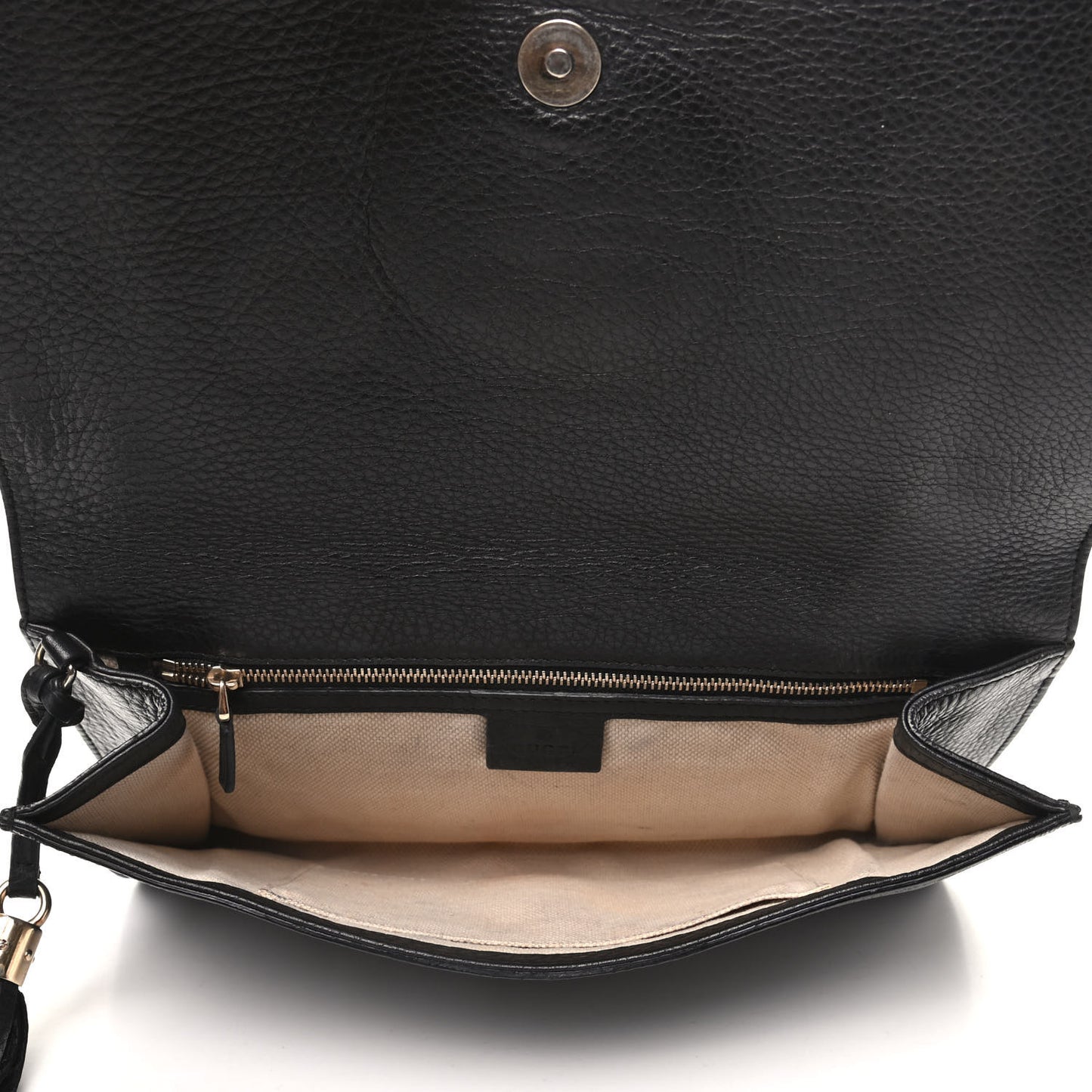 Pebbled Calfskin Medium Soho Clutch Black