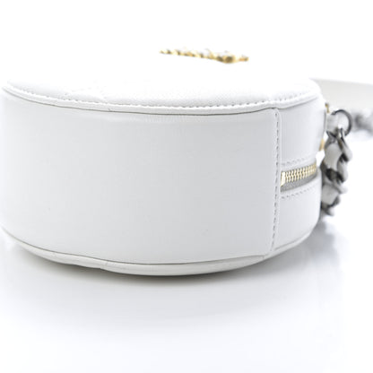 Chanel Shiny Goatskin Quilted 19 Round Clutch With Chain White 10 of 11